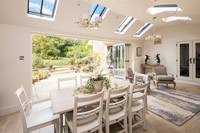 Eight Clement 3 Conservation Rooflights flood this this listed property extension with natural light.